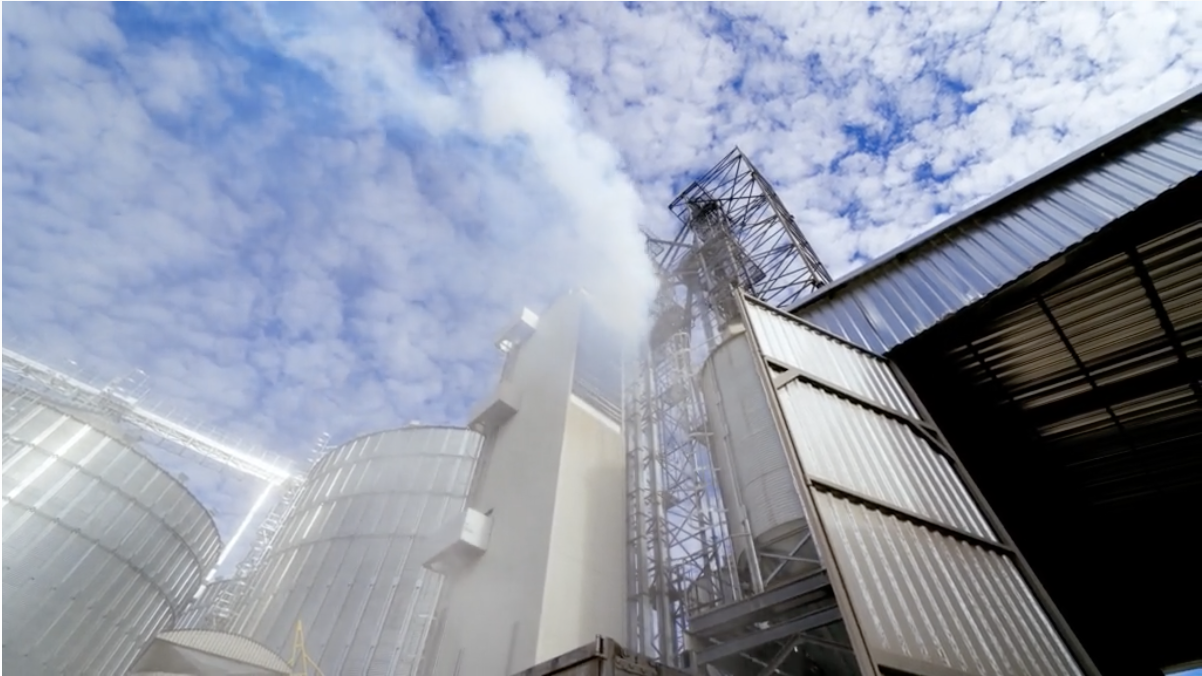 Modern grain plant with metal elevator