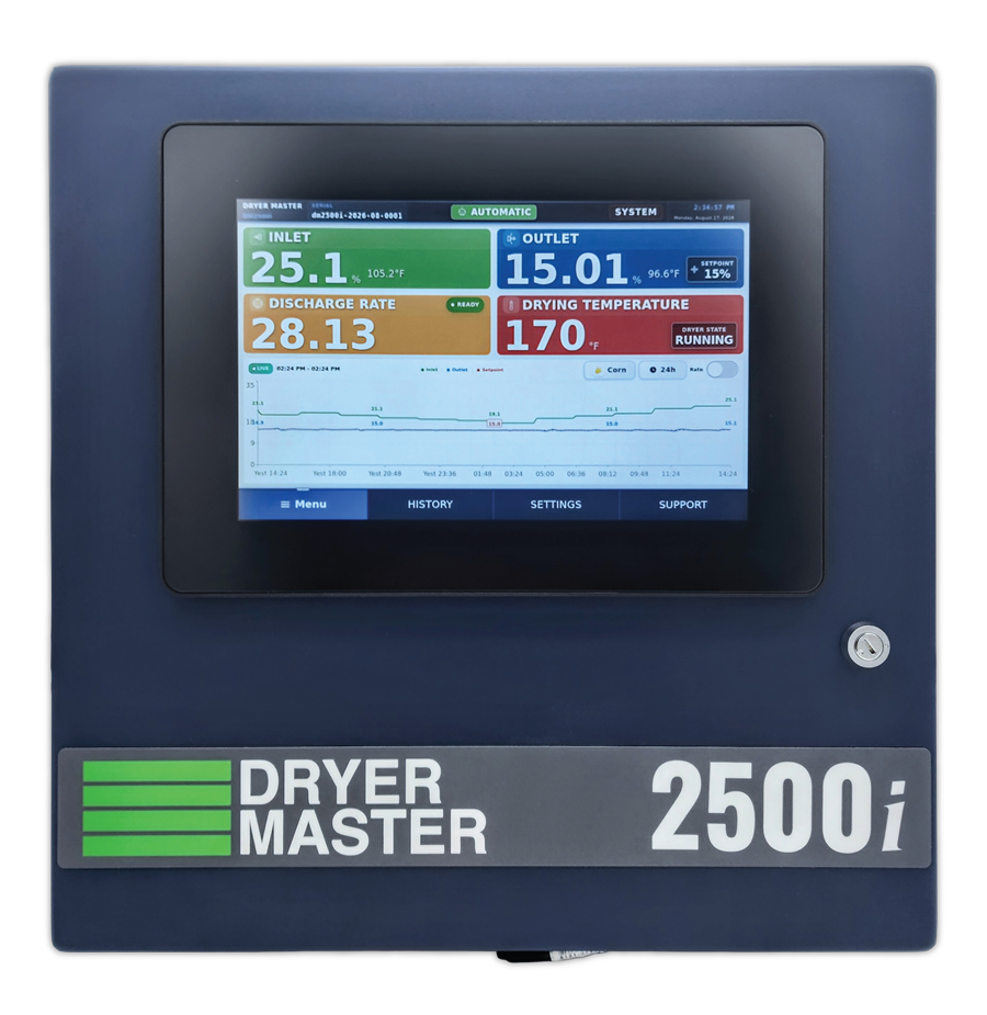 Dryer Master 2500i Controller with touch-screen interface